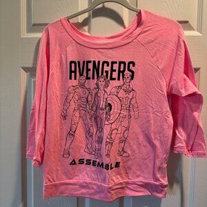 Avengers Assemble Pink 3/4 Sleeve Shirt Juniors Size L